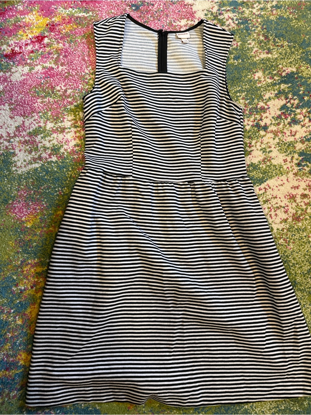 Black and White Striped Sleeveless Dress